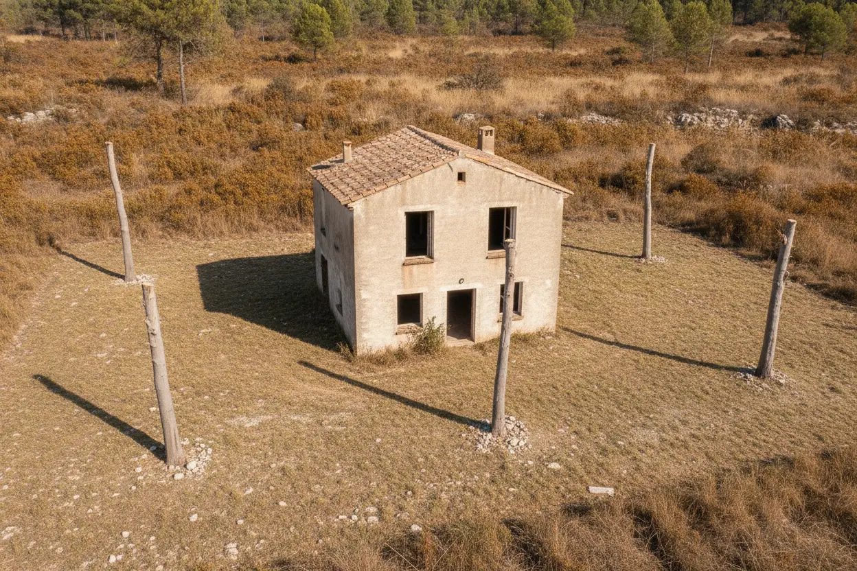 Terrain débroussaillé et conforme OLD autour d'une maison à Tamaris, Alès