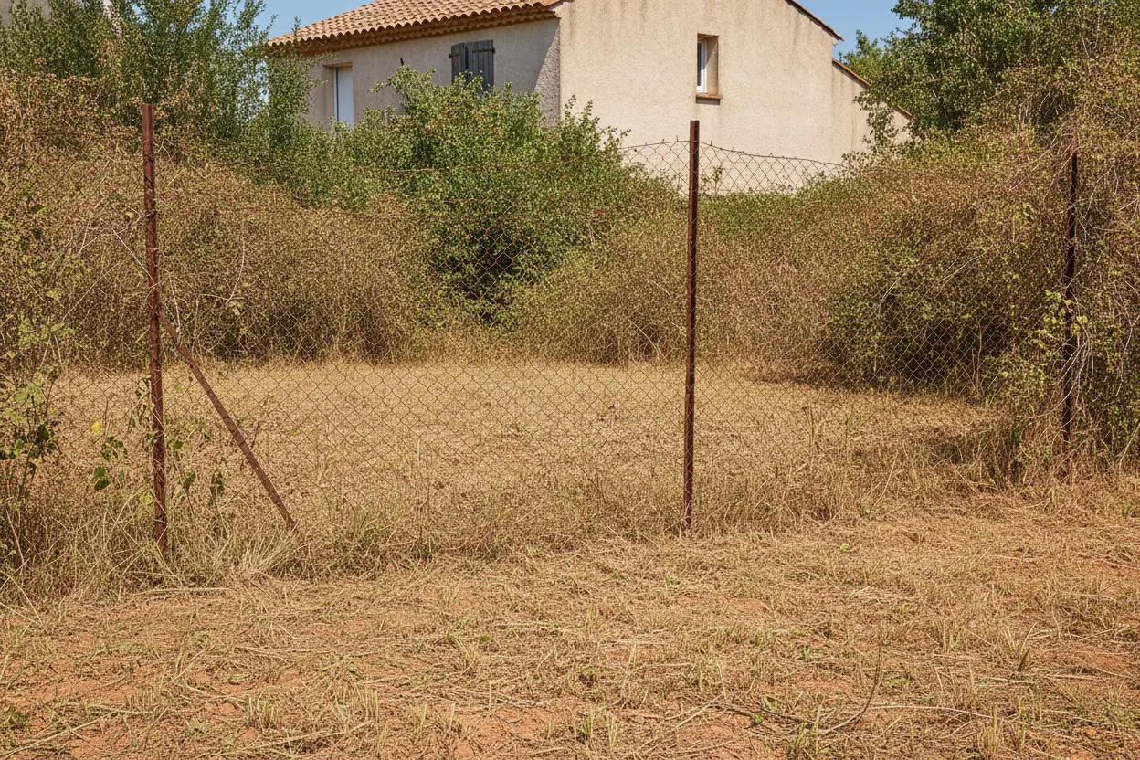 Terrain dégagé et propre après débroussaillage conforme OLD à Alès Gard