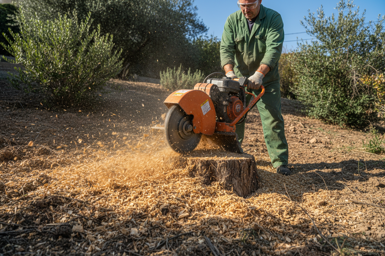 Dessouchage et Rognage de Souches à Alès — Terrain libéré, copeaux évacués