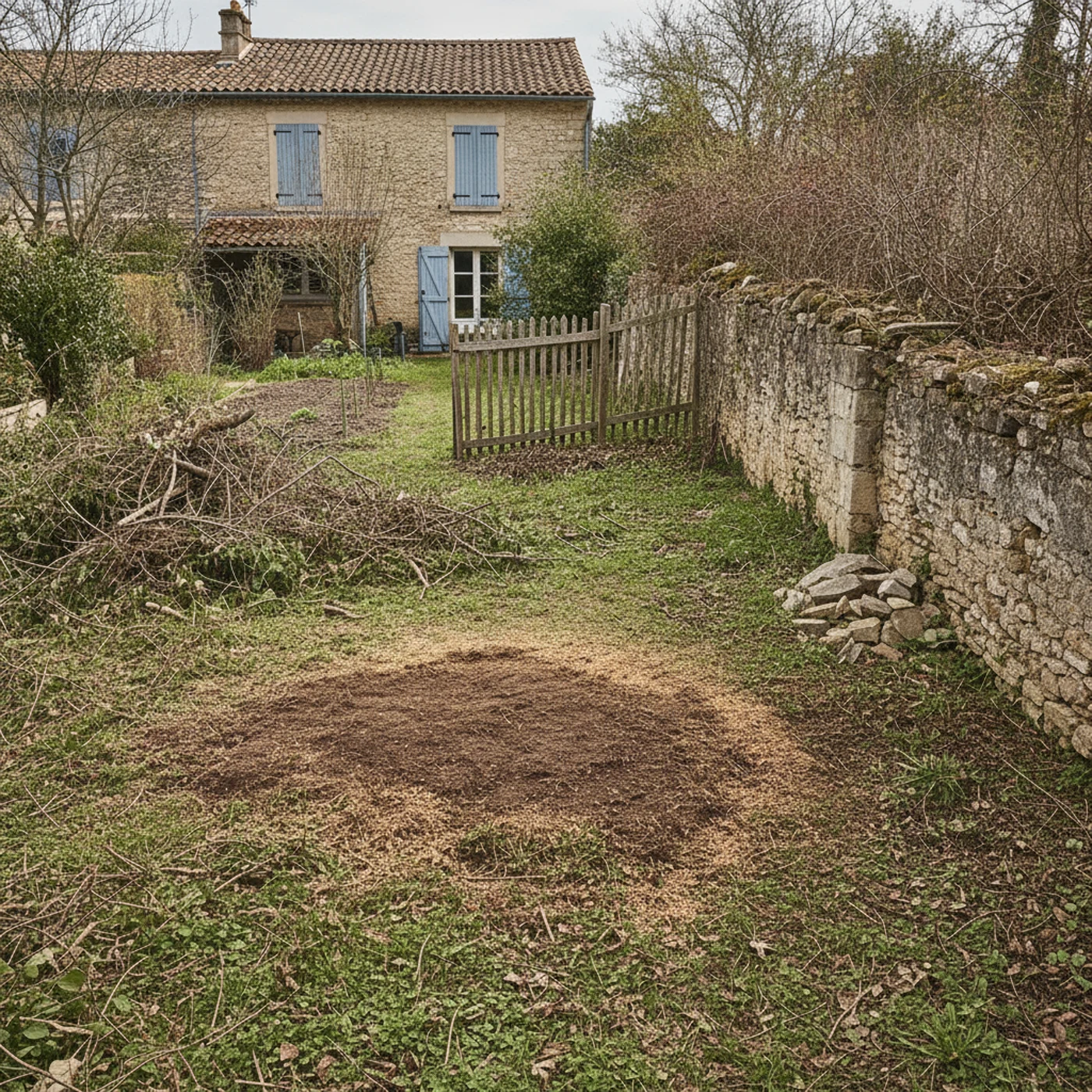 Jardin nivelé après rognage de souche à Cendras